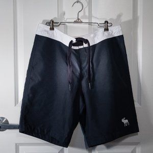 Navy Abercrombie & Fitch Knee-Length Board Shorts/Swim Trunks